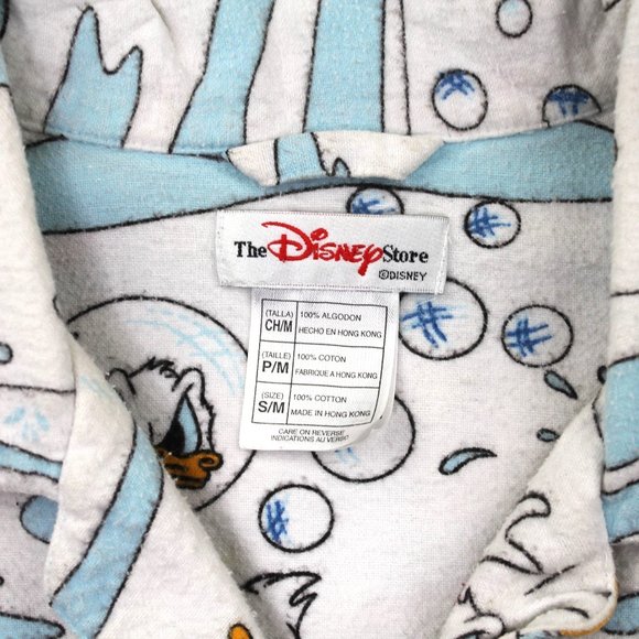 Vintage Disney Mickey Mouse Donald Duck Button Front Long Sleeve Pajama Shirt S - Picture 2 of 4